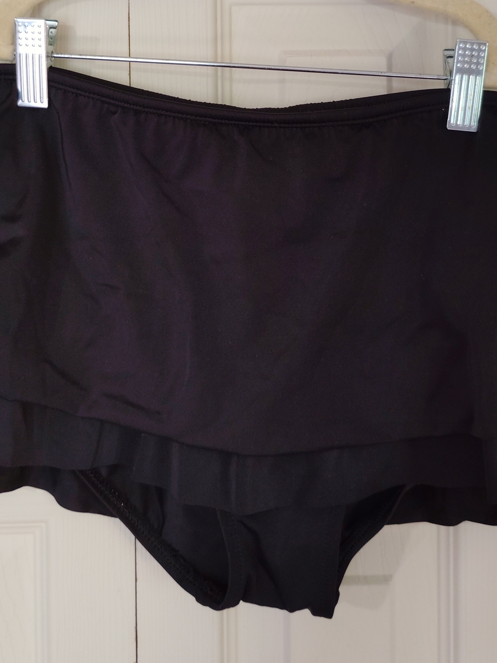 Black Ruched Ruffle Swim Skirt Bottom Size XL NWT
